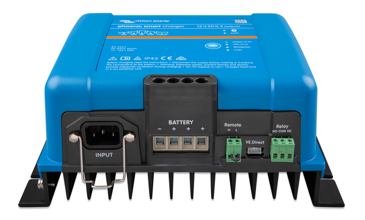 Victron Energy Battery Charger Phoenix Smart IP43 12V 50A (3) 120-240V - Charge 3 Battery Banks