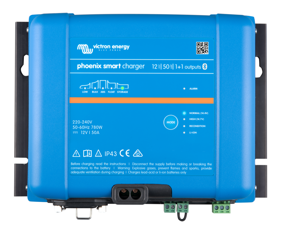 Victron Energy Battery Charger Phoenix Smart IP43 12V 50A (1+1) 120-240V - Charge 1 starter and 1 battery bank